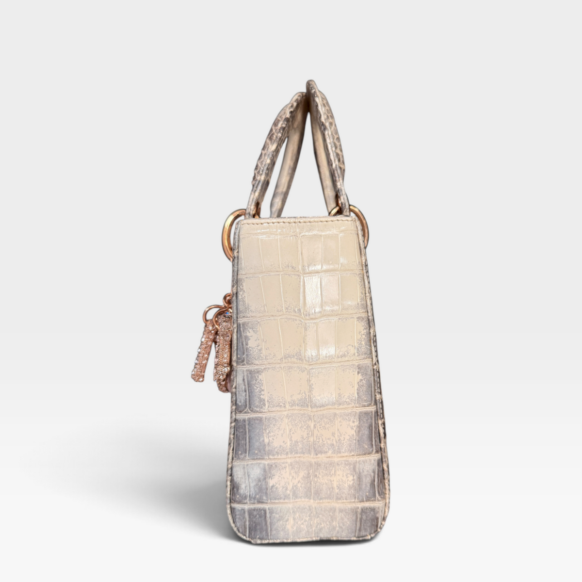 Christian Dior Lady Dior, Himalayan Crocodile, Crystal Cannage Charms, Rose Gold Hardware