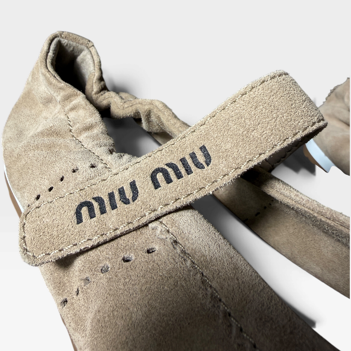 Miu Miu Plume Deserto Suede Ballet Flats