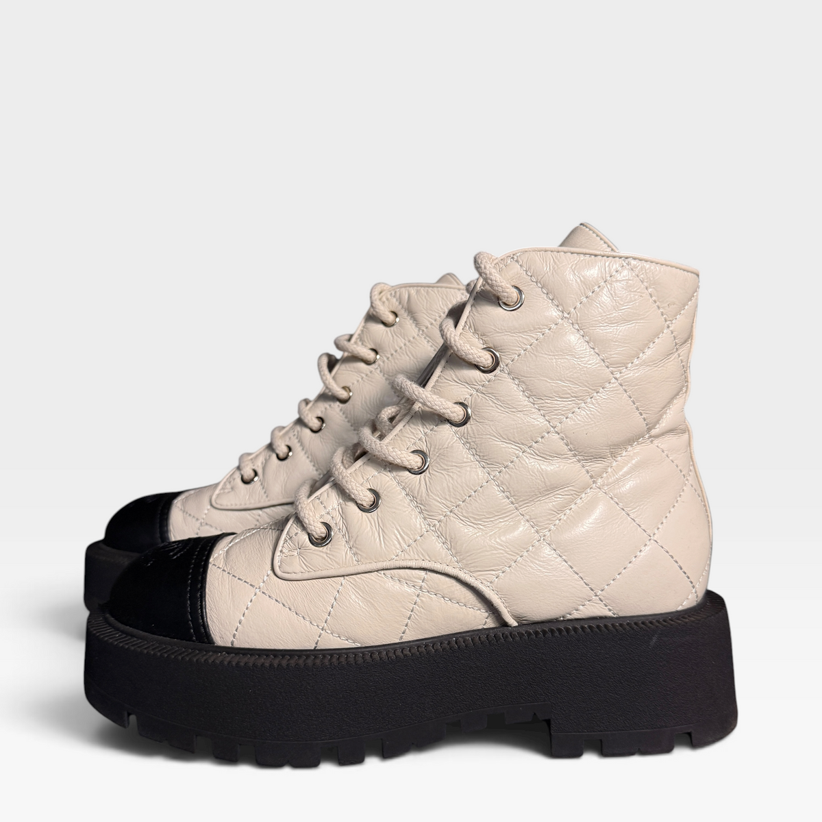Chanel Quilted Combat Boots