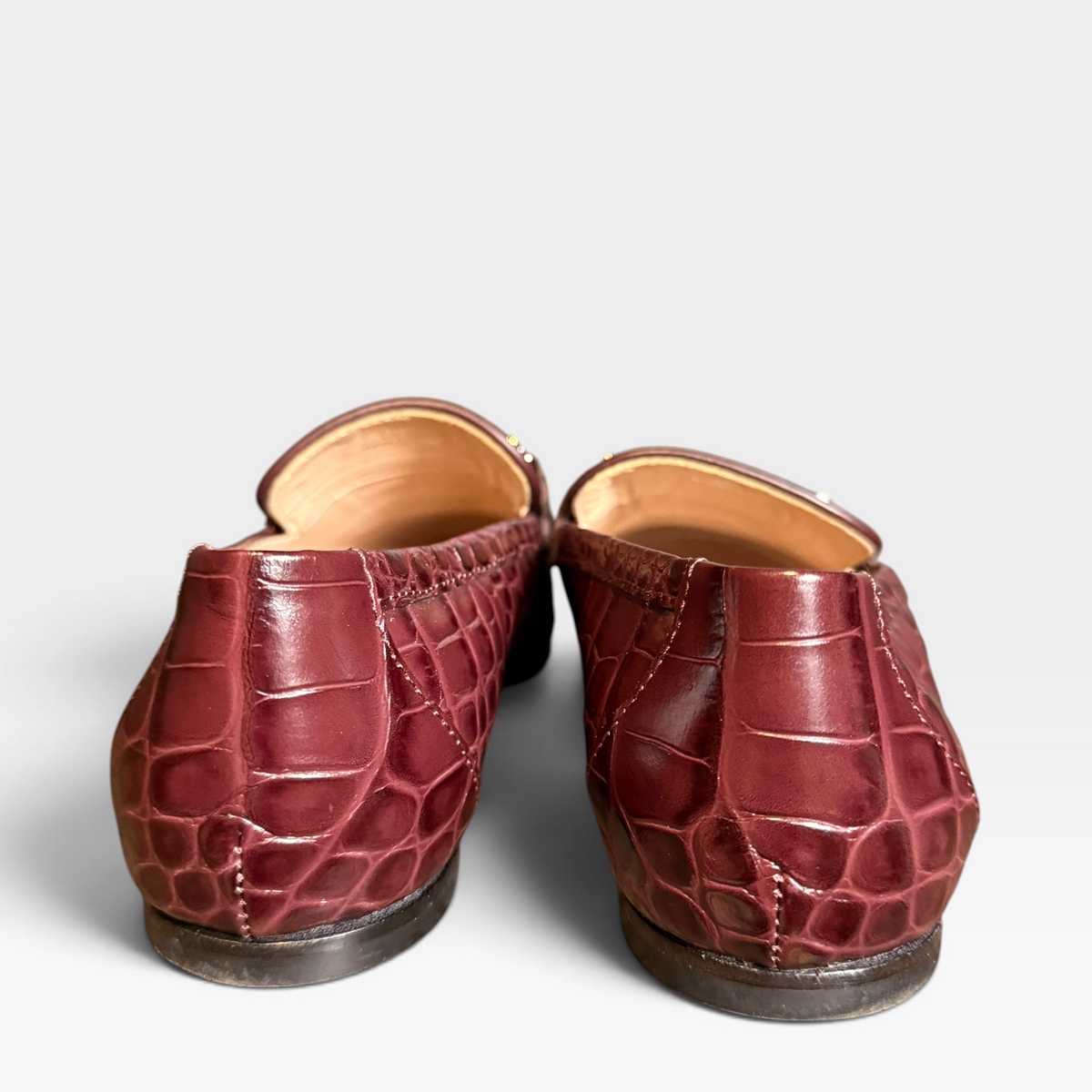 Tod's Double T Bar Croc Leather Loafers