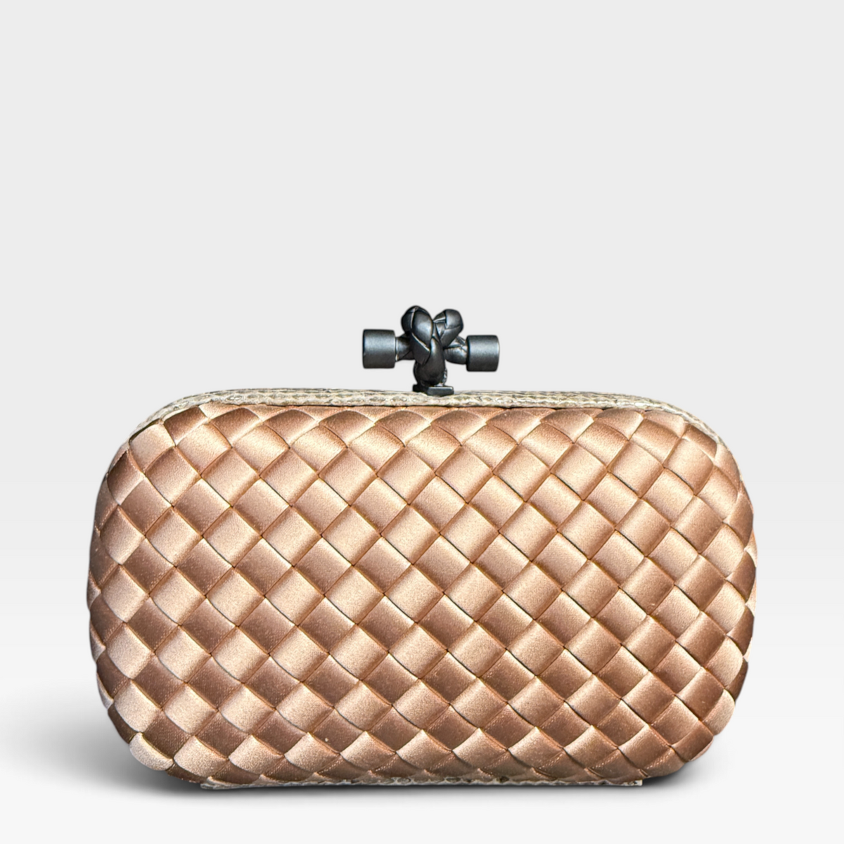 Bottega Veneta Knot Clutch with Python Trim – Blush