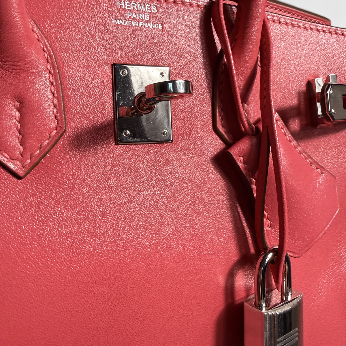 Hermès Birkin 25, Rose Chèvre Mysore, Palladium Hardware - R Stamp