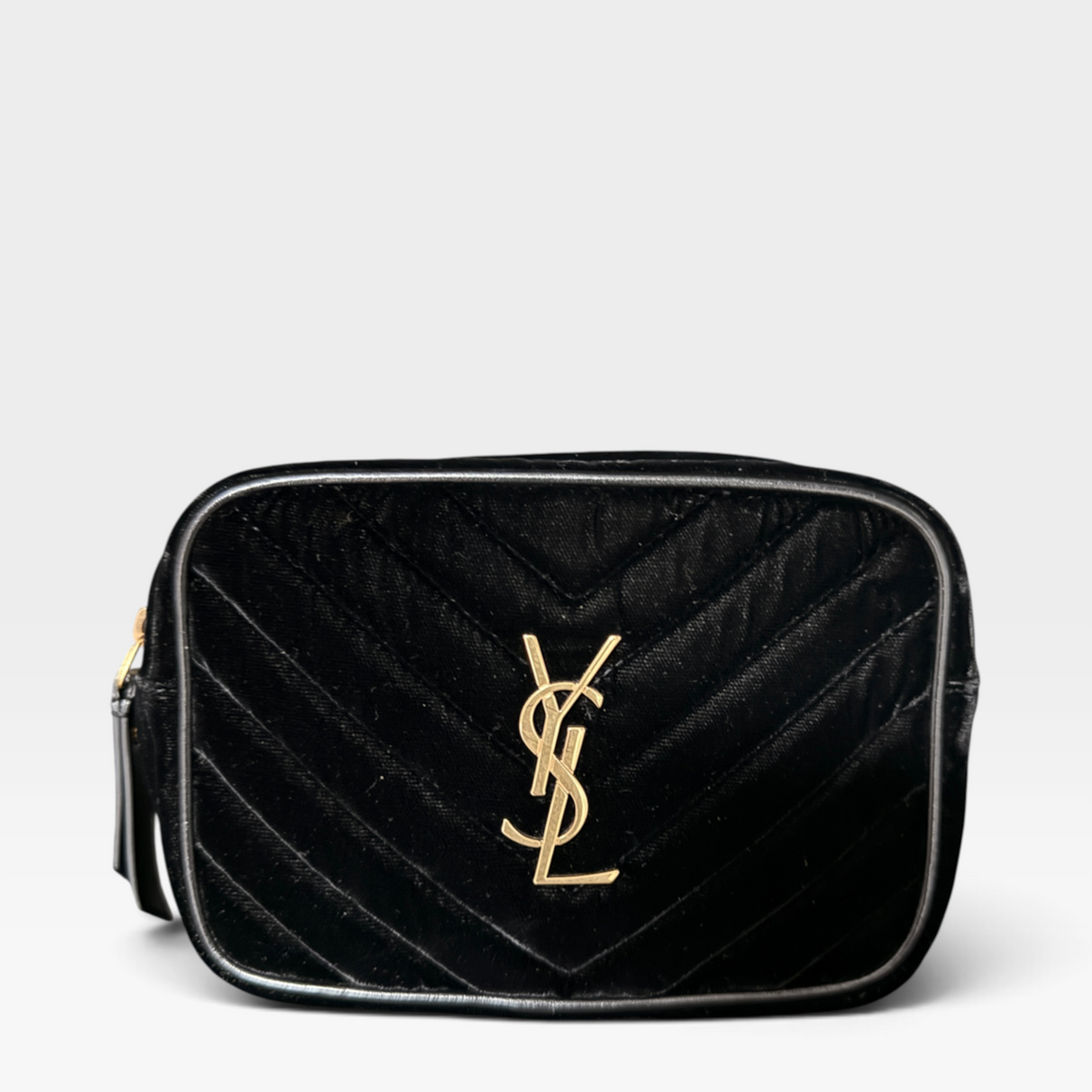 Saint Laurent Mini Velvet Lou Camera Belt Bag – Black