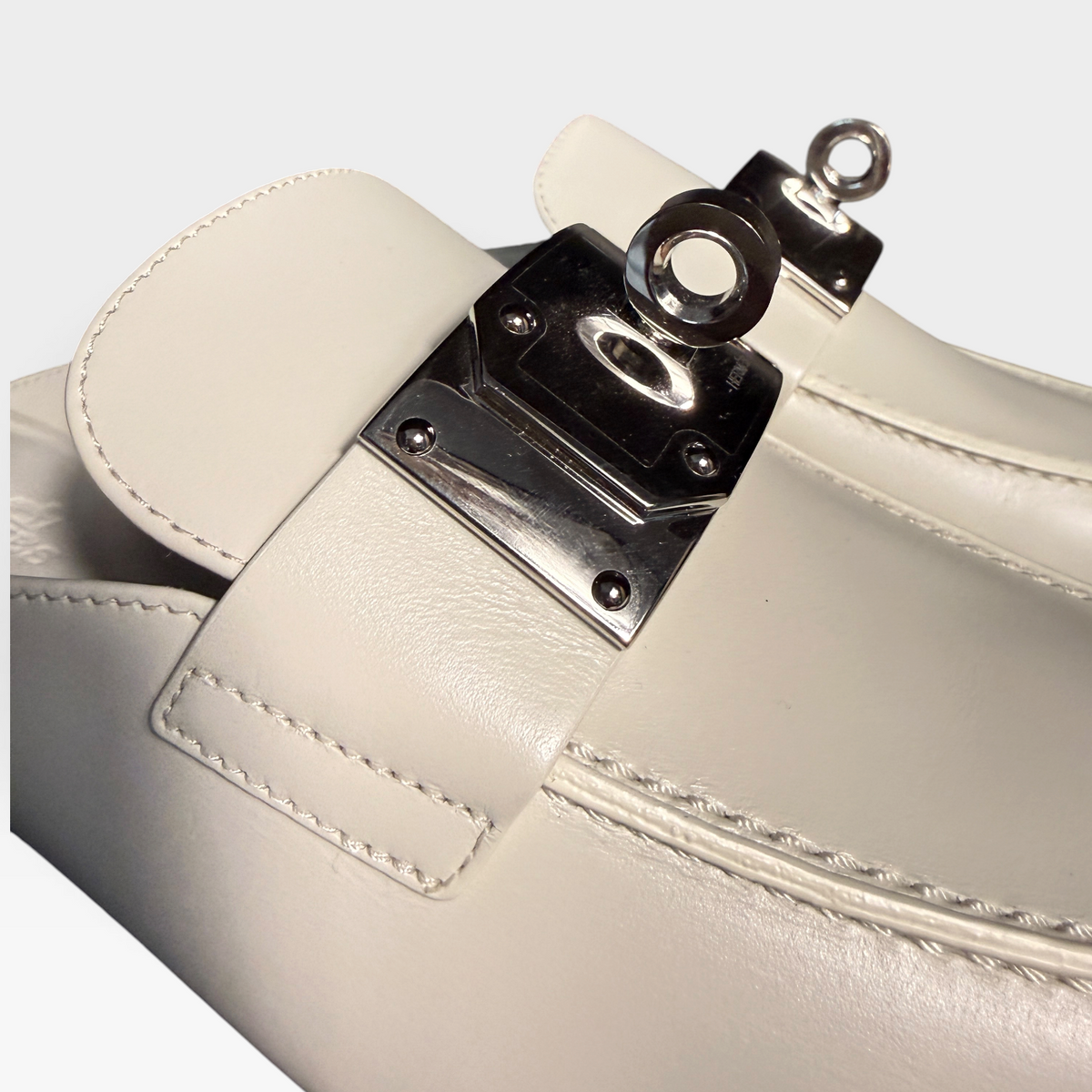 Hermès Iota (Lota) Mules - White Leather, Palladium Hardware