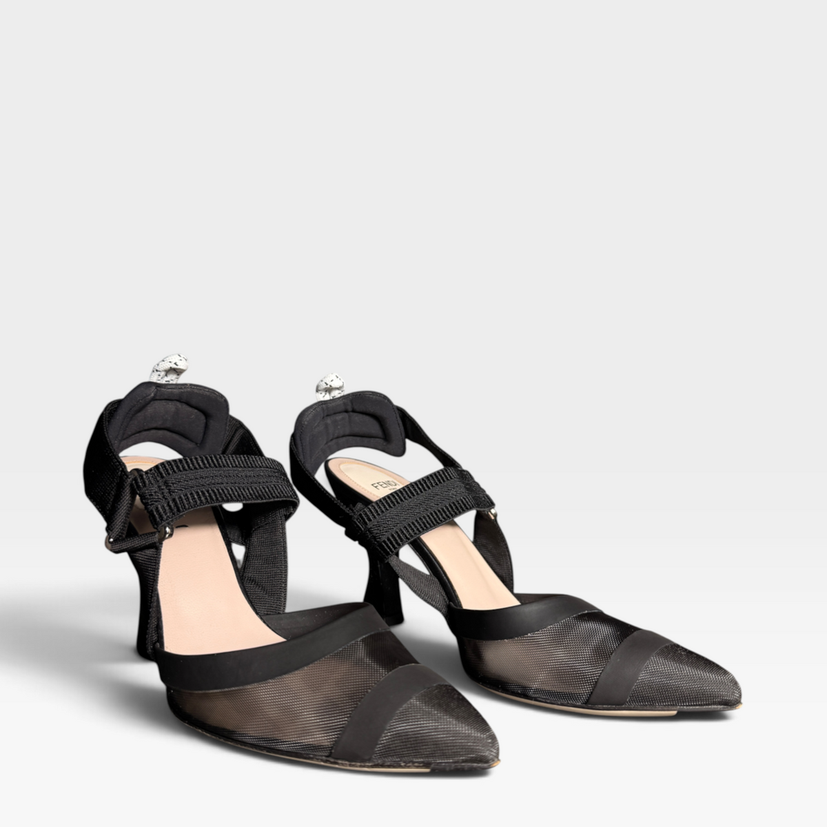 Fendi Colibrì Leather Mesh Slingbacks