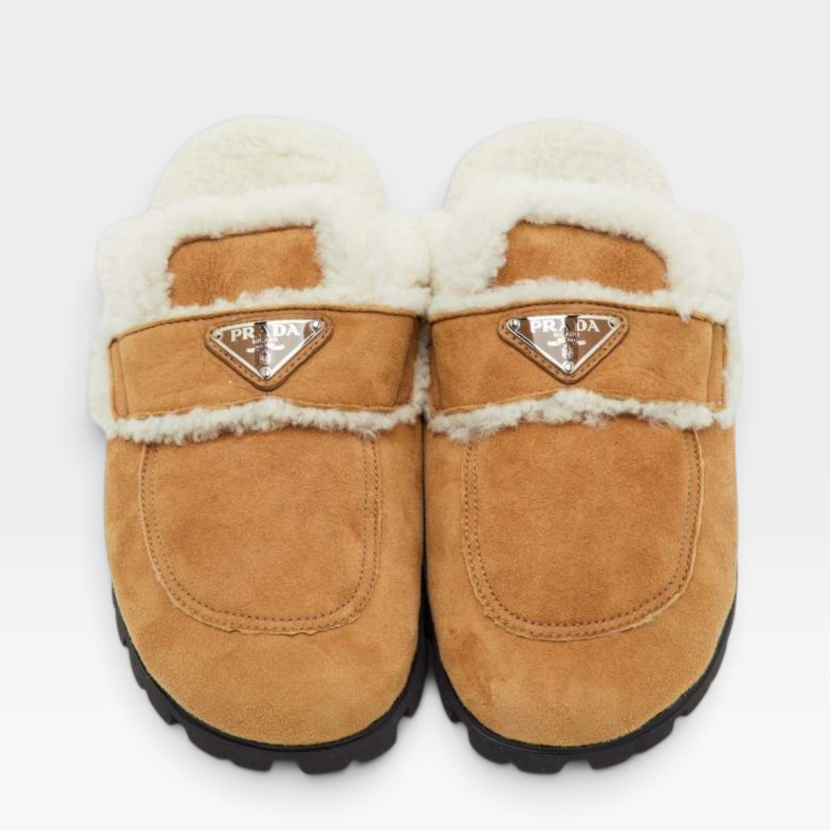 Prada Suede & Shearling Mules (Unworn)