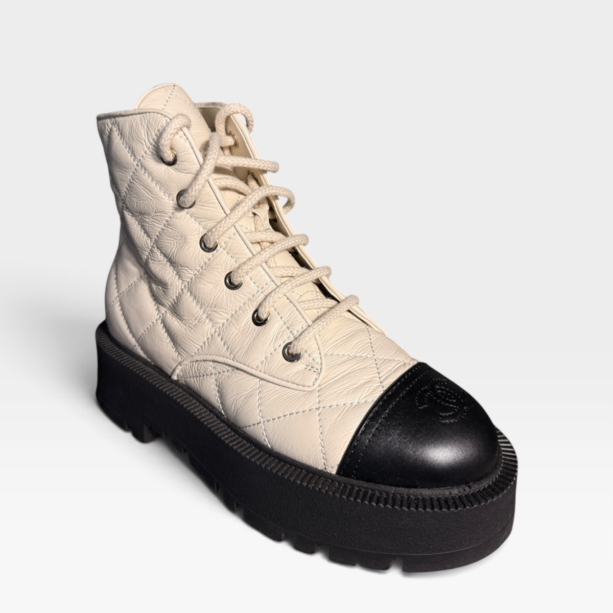 Chanel Quilted Combat Boots