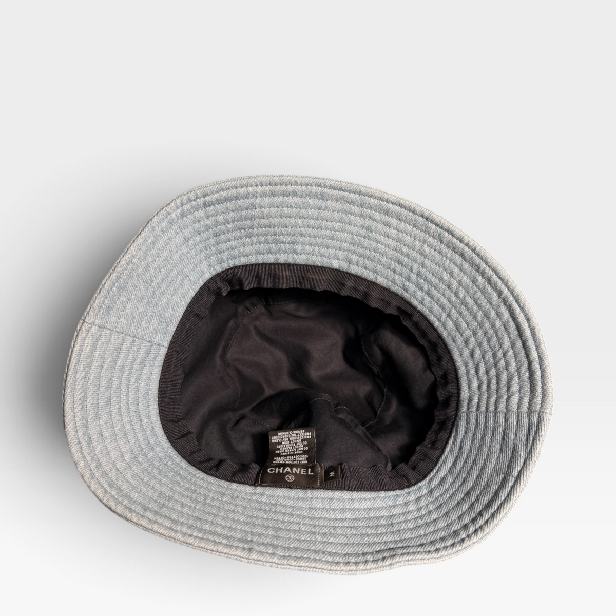 Chanel Denim Crystal Logo Bucket Hat