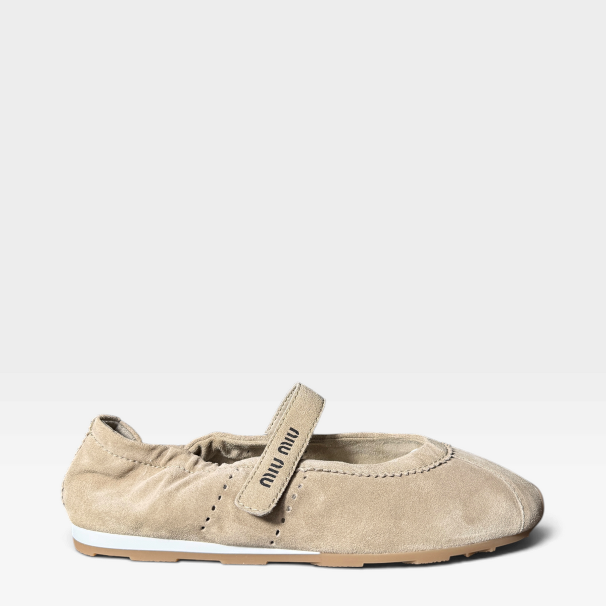 Miu Miu Plume Deserto Suede Ballet Flats