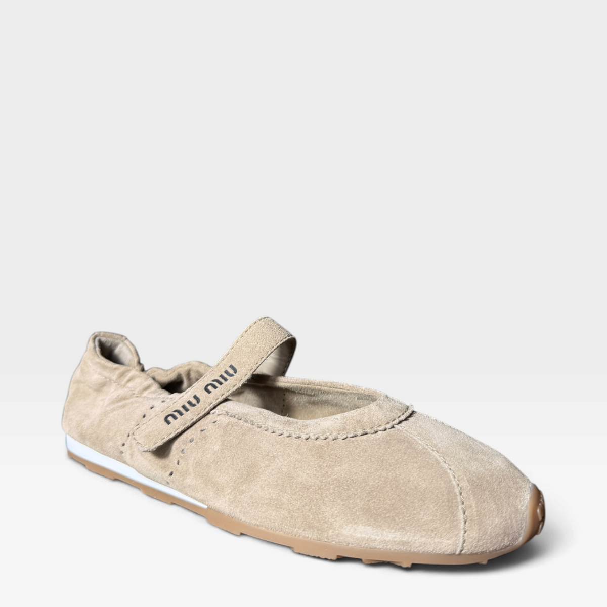Miu Miu Plume Deserto Suede Ballet Flats