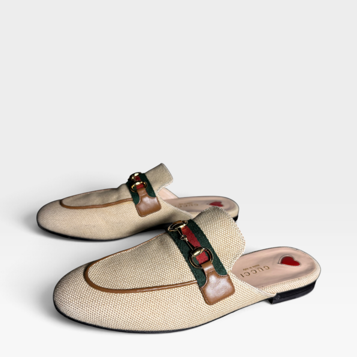 Gucci Raffia Princetown Mules