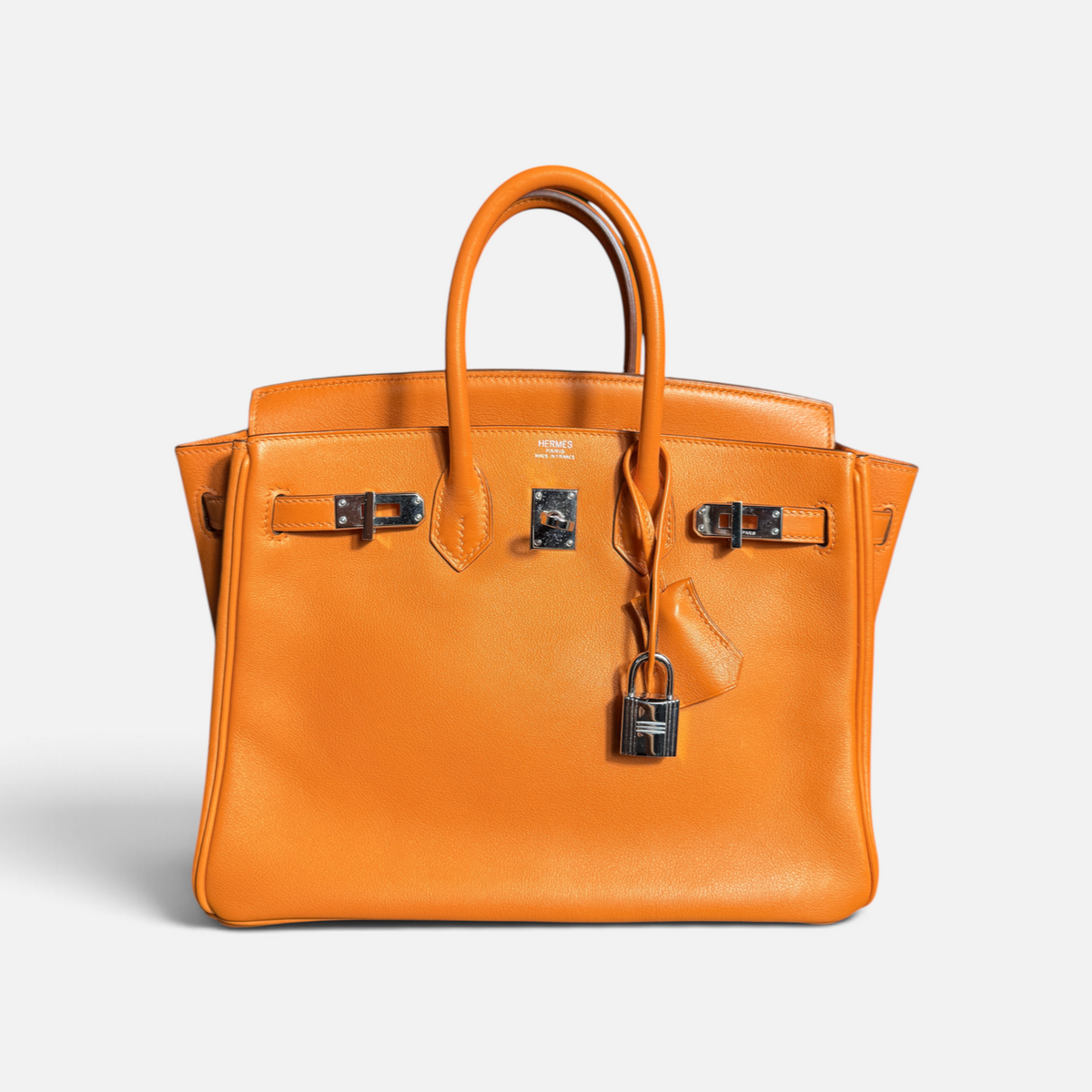 Hermès Birkin 25, Orange Clemence Leather, Palladium Hardware - M Stamp