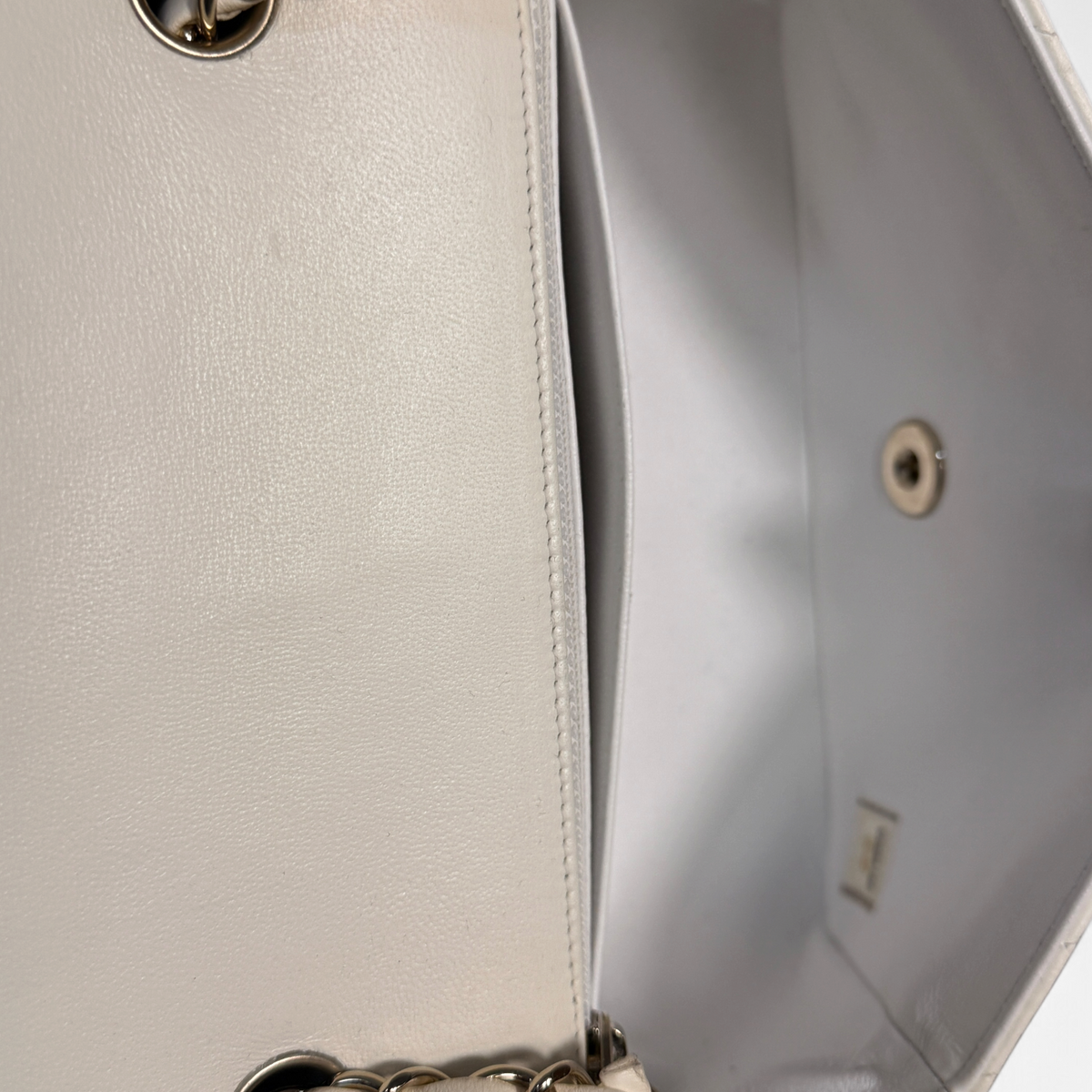 Chanel Mini Rectangular Flap - Ivory Chevron Leather, Gold Hardware