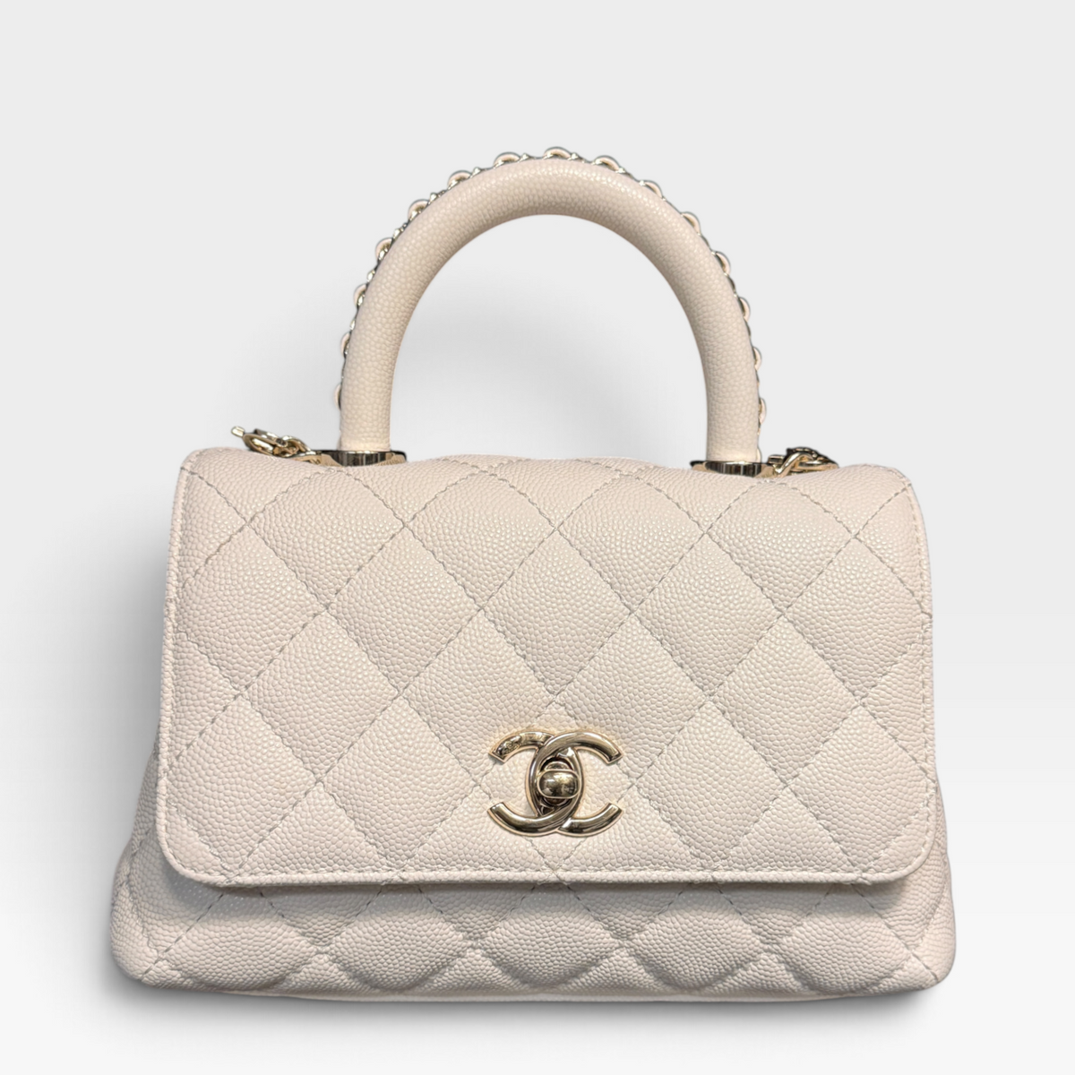 Chanel Coco Handle Small - Ivory Caviar Leather, Gold Hardware