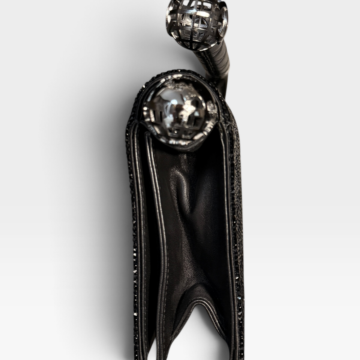 Chanel Fall 2013 Runway Minaudière - Black Crystal, Silver Hardware