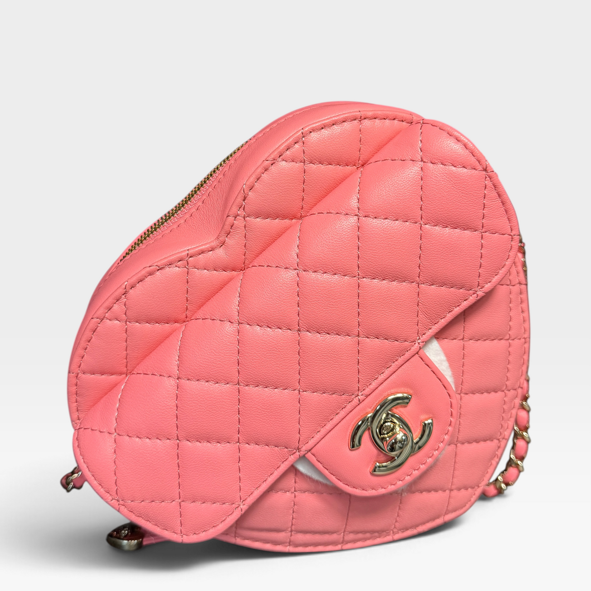 Chanel Heart Bag - Coral Pink Quilted Leather, Gold Hardware