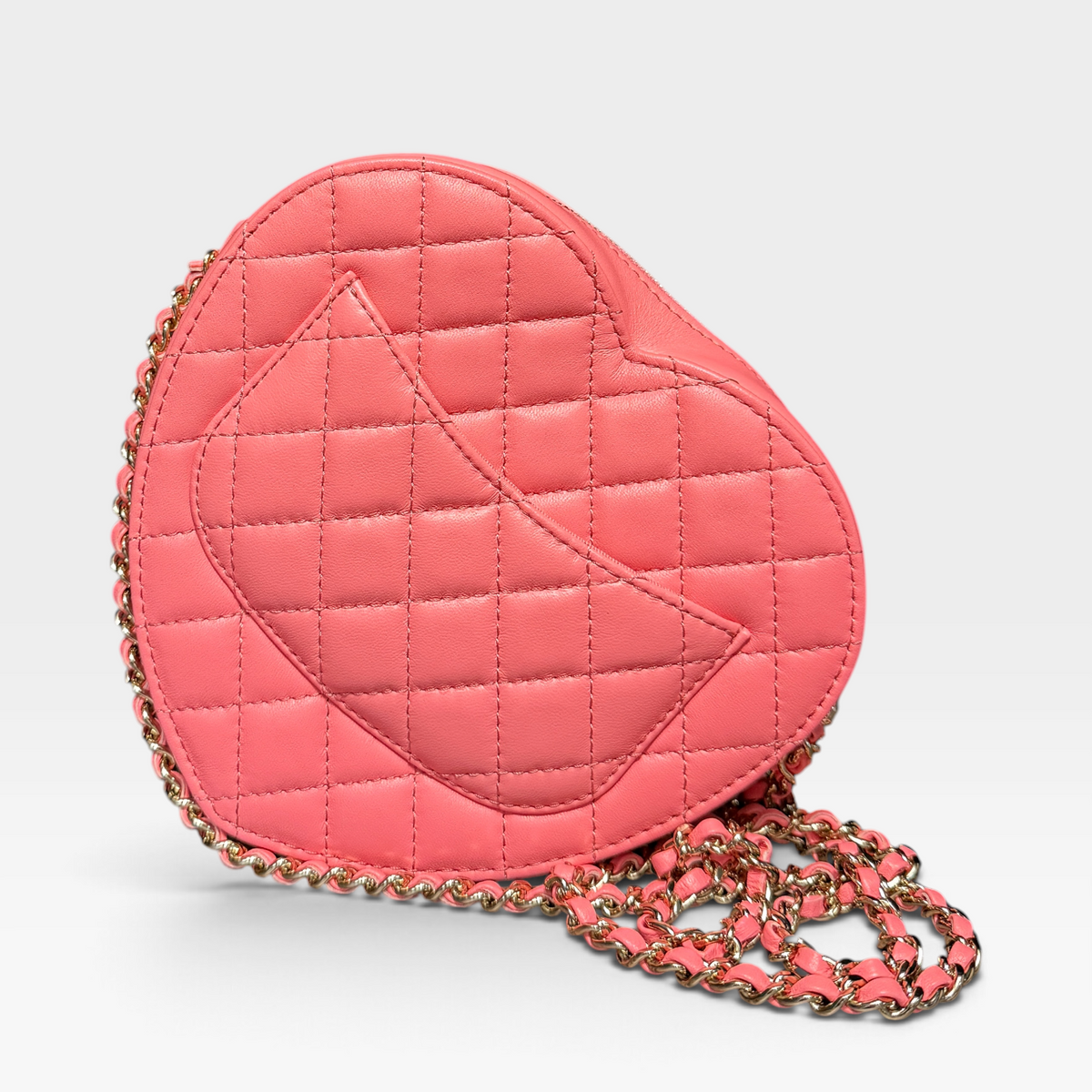 Chanel Heart Bag - Coral Pink Quilted Leather, Gold Hardware