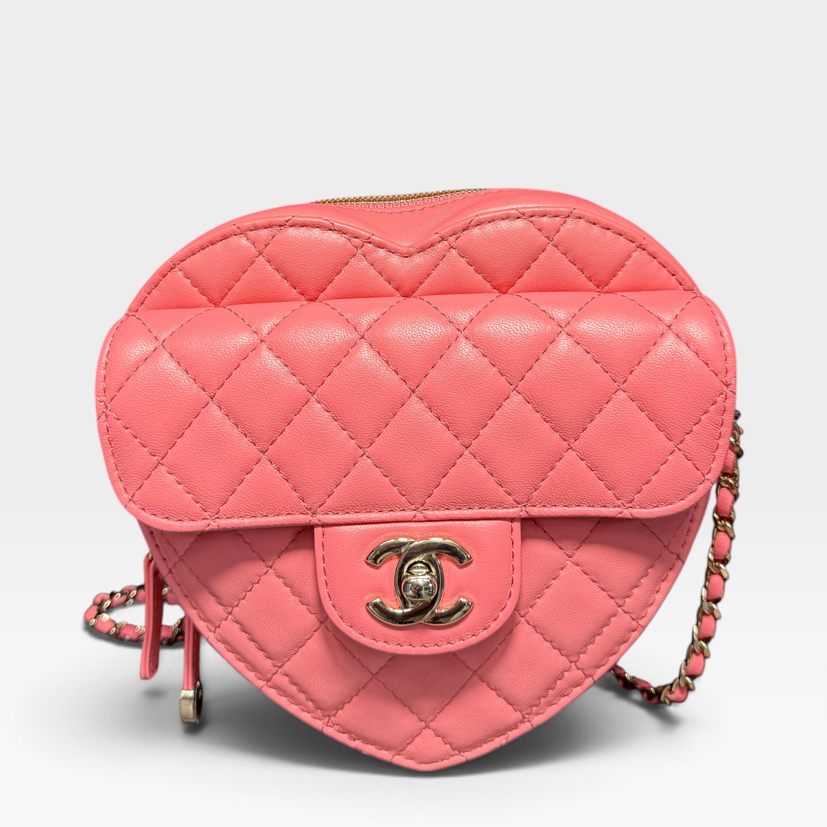 Chanel Heart Bag - Coral Pink Quilted Leather, Gold Hardware