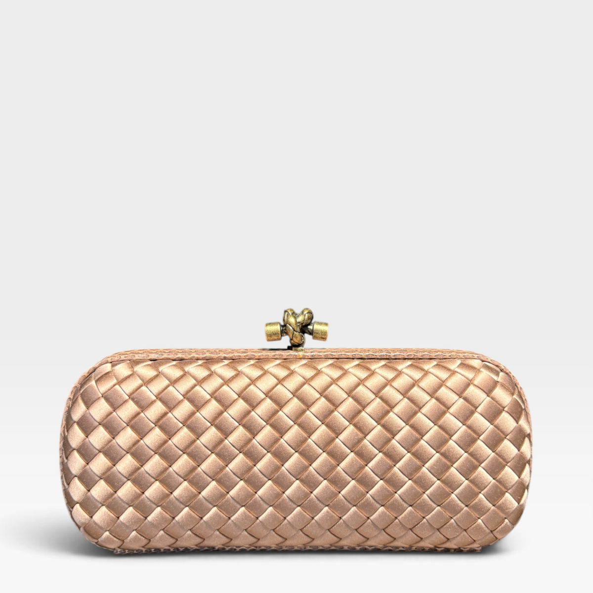 Bottega Veneta Knot Clutch XL - Blush Satin with Python Trim