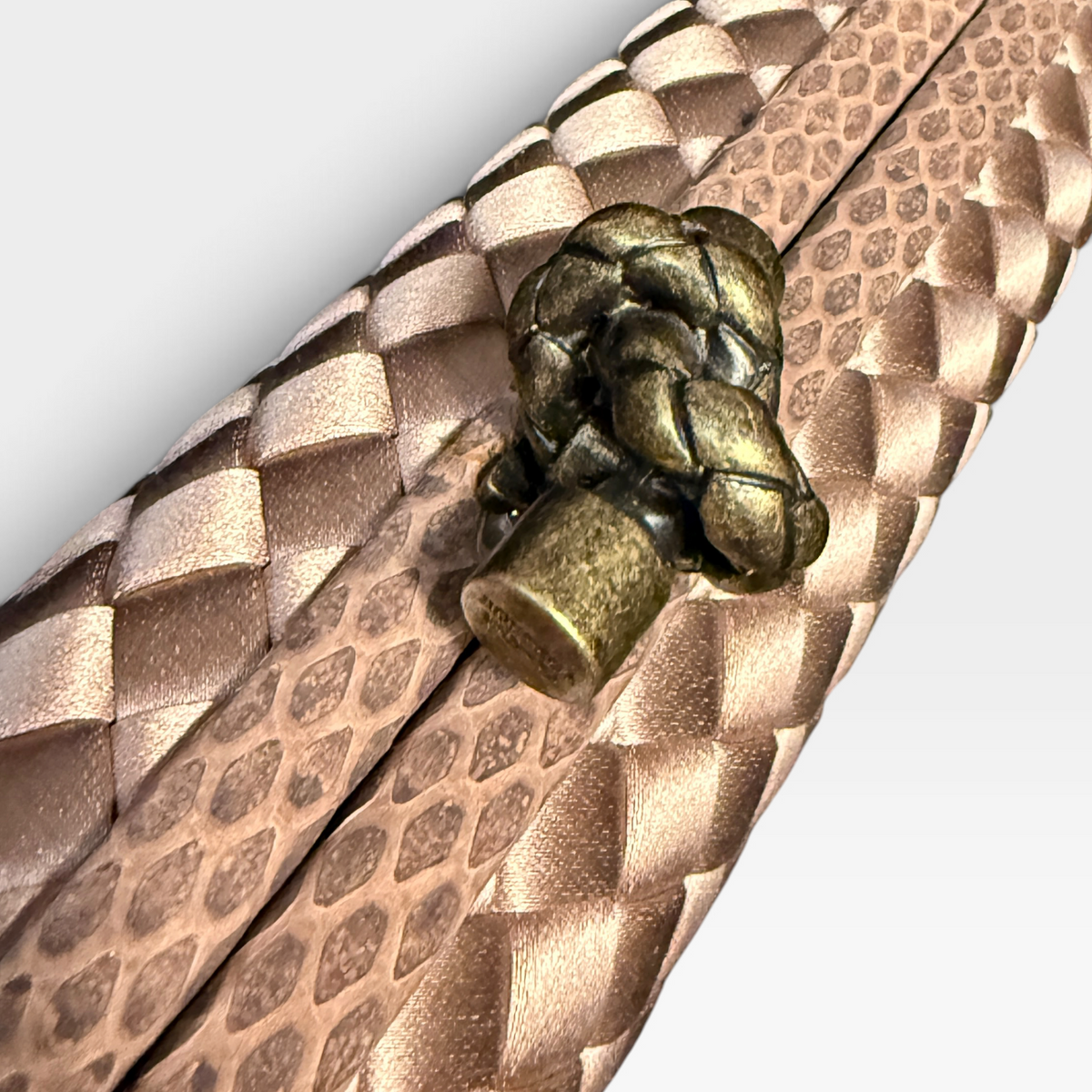 Bottega Veneta Knot Clutch XL - Blush Satin with Python Trim