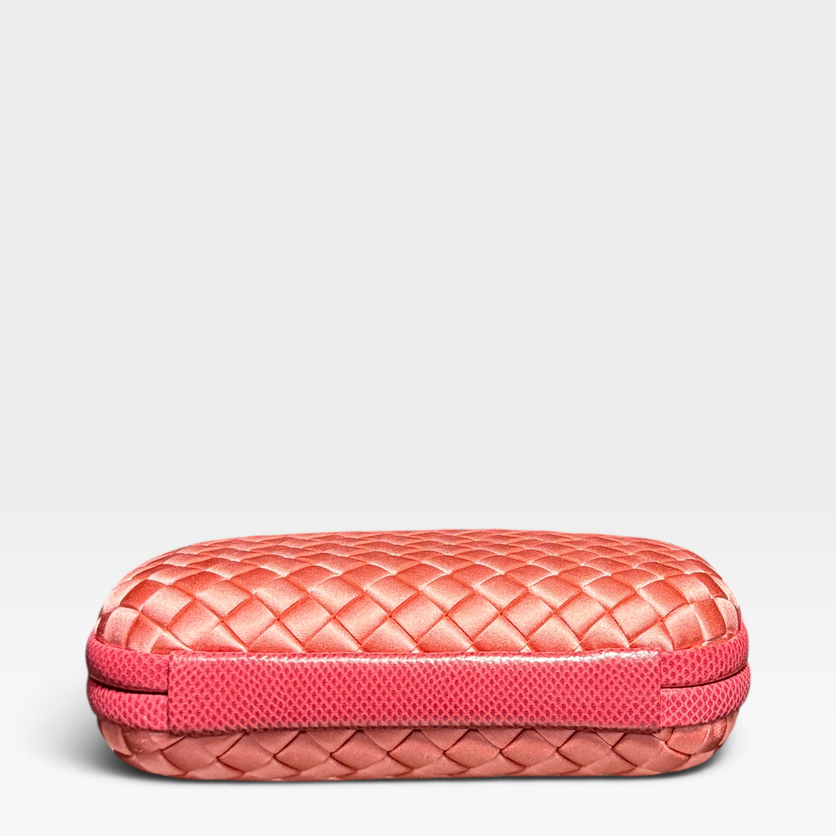 Bottega Veneta Knot Clutch - Pink Satin with Python Trim