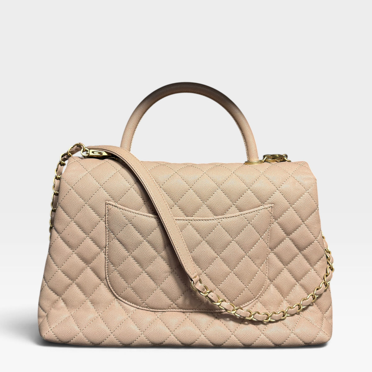 Chanel The Coco Handle, Beige Caviar Leather