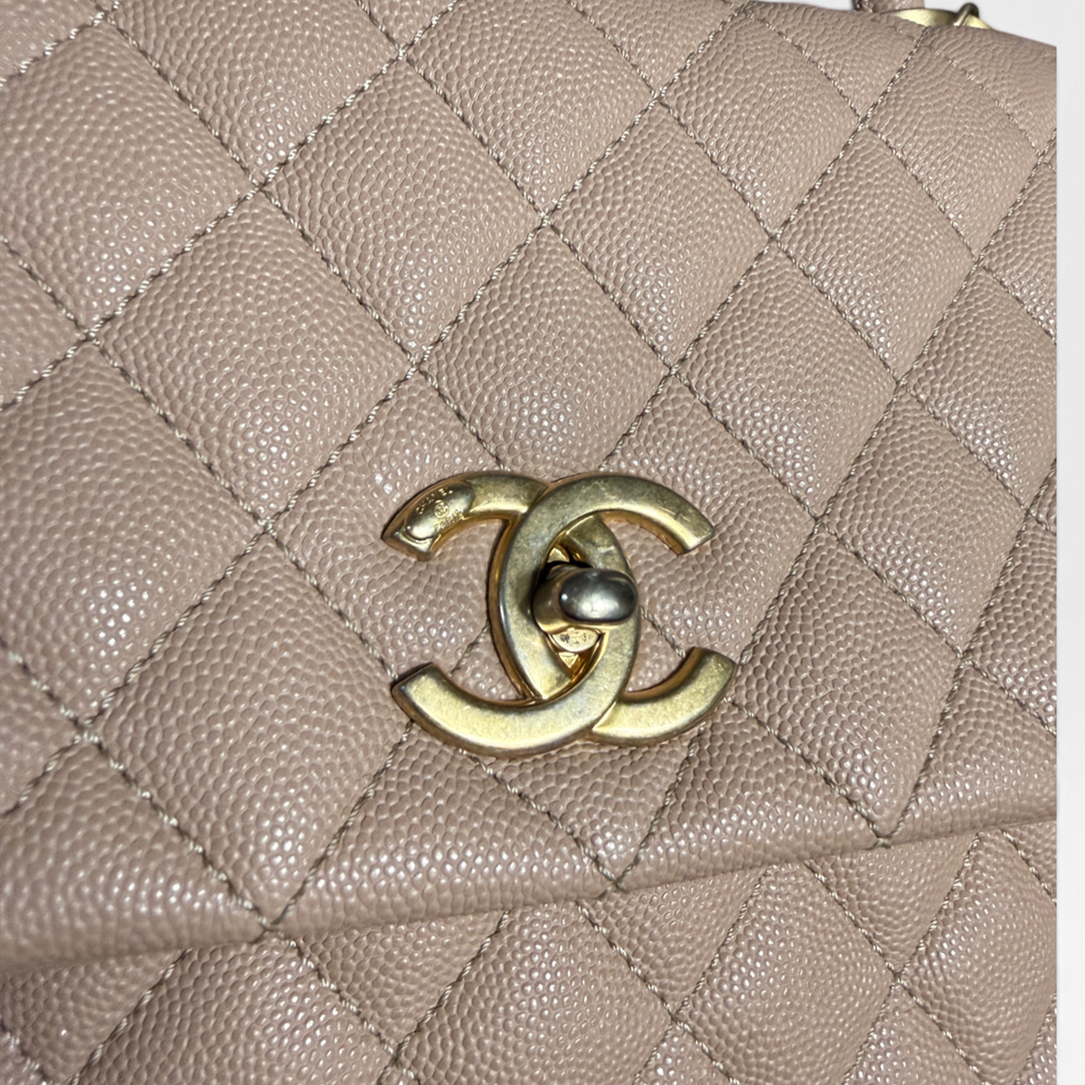 Chanel The Coco Handle, Beige Caviar Leather