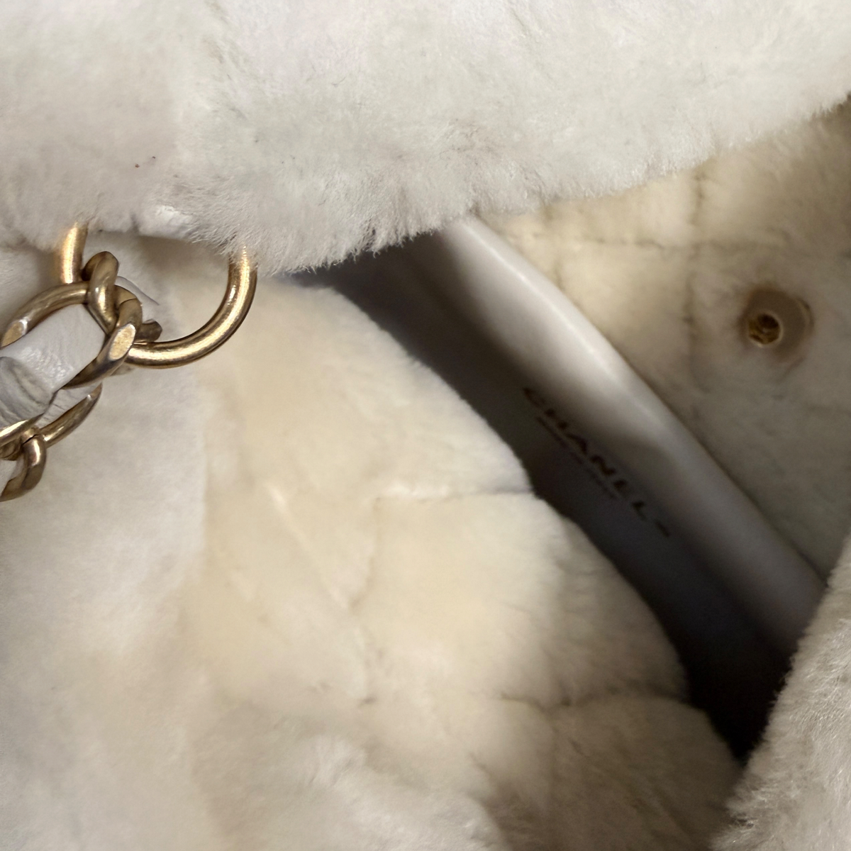 Chanel Shearling Backpack – White GHW