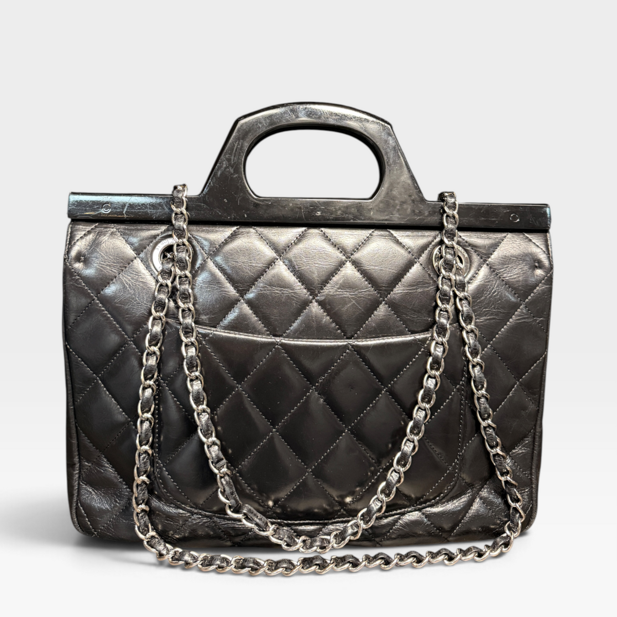 Chanel CC Delivery Bag - Black Quilted Leather, Gunmetal Hardware