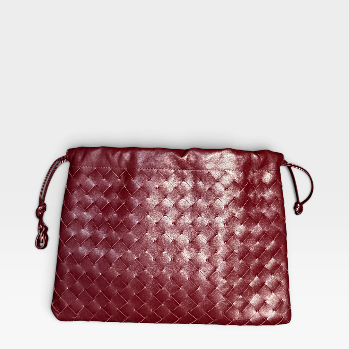 Bottega Veneta Pouch Clutch - Burgundy Intrecciato Leather