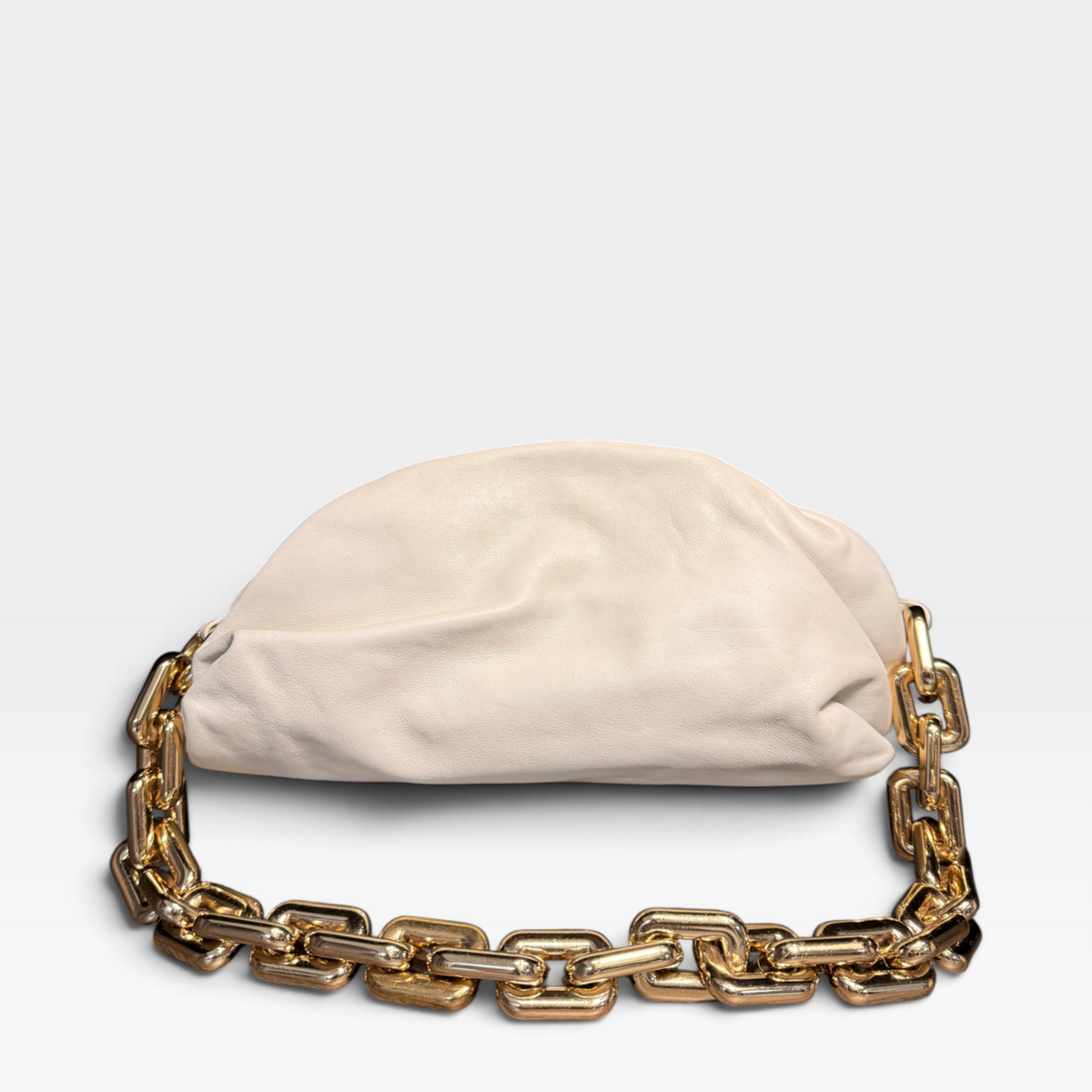 Bottega Veneta Ivory Leather Chain Bag Pouch