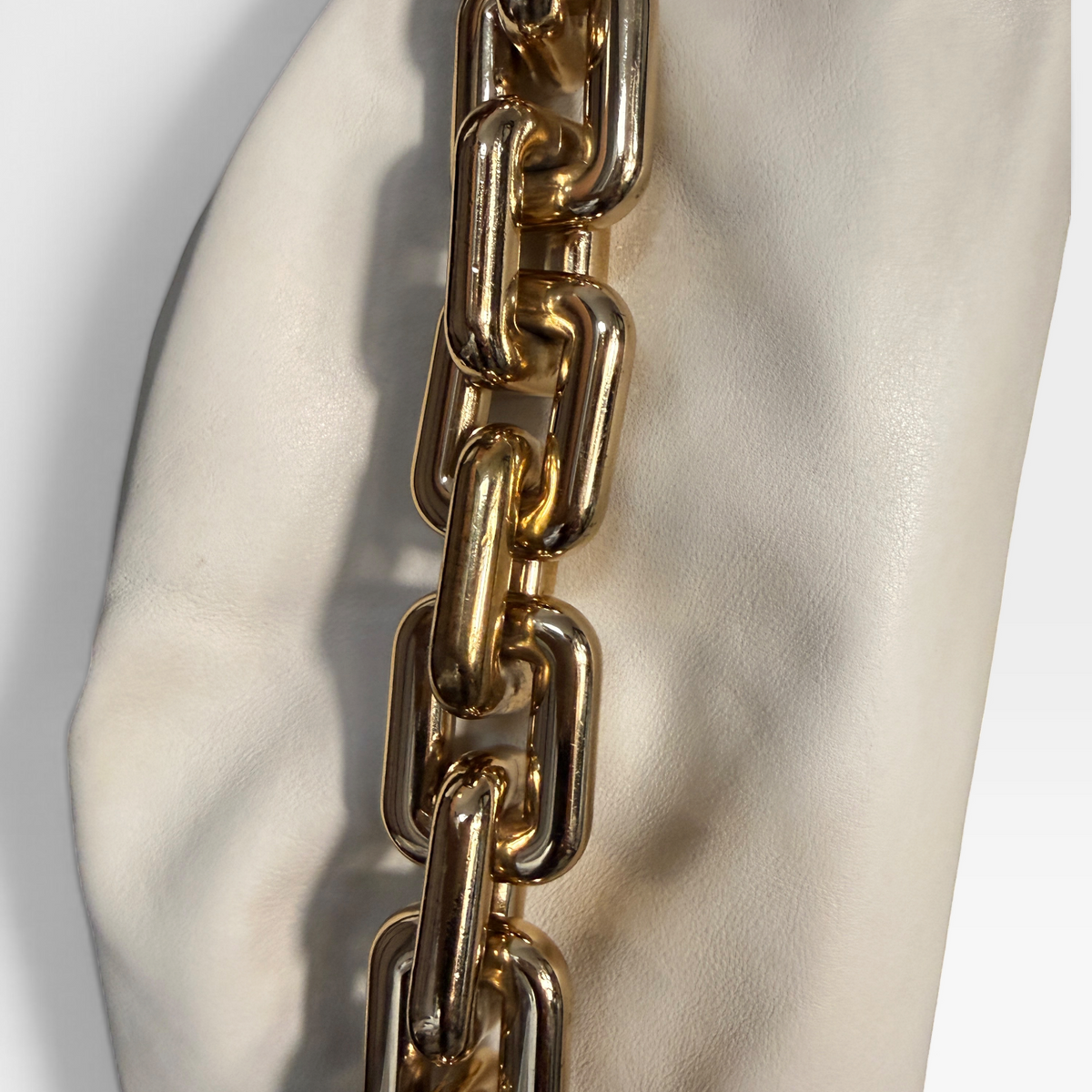 Bottega Veneta Ivory Leather Chain Bag Pouch
