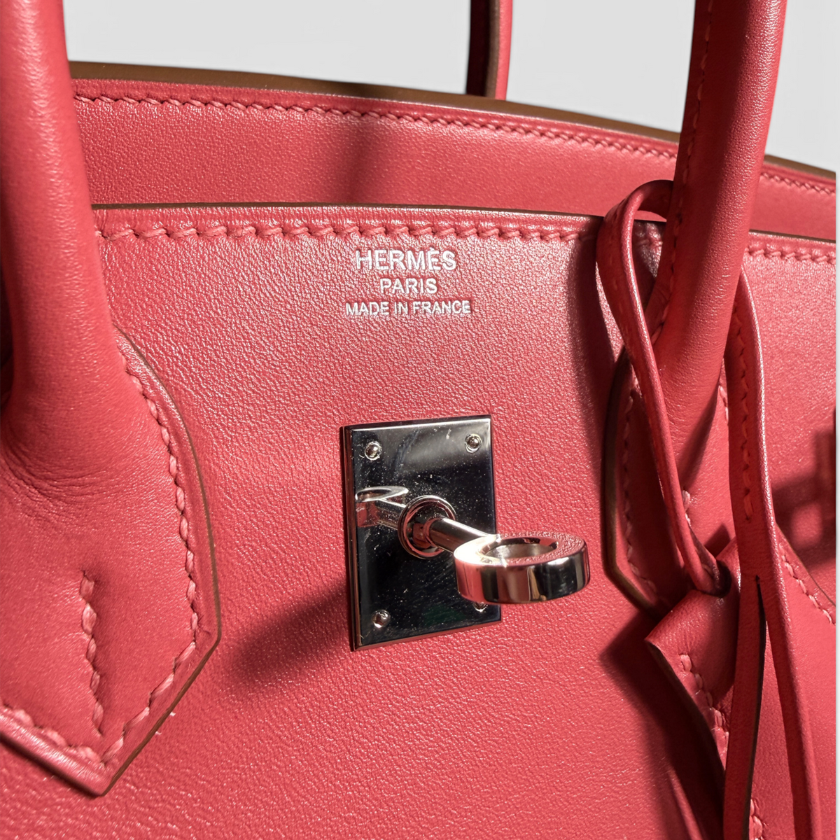 Hermès Birkin 25, Rose Chèvre Mysore, Palladium Hardware - R Stamp