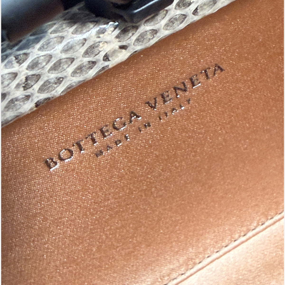 Bottega Veneta Knot Clutch with Python Trim – Blush