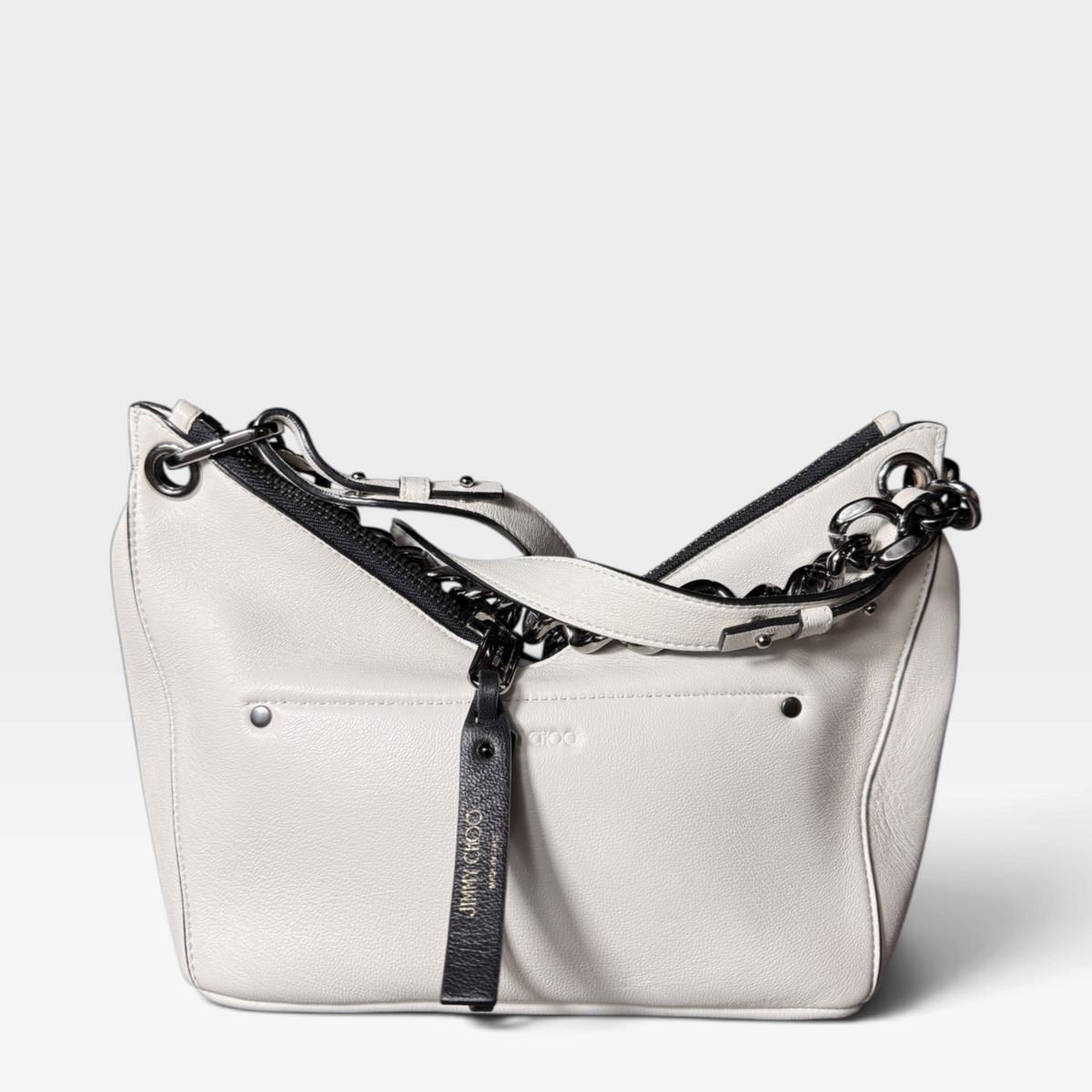 Jimmy Choo White Raven Small Hobo Bag (in box)