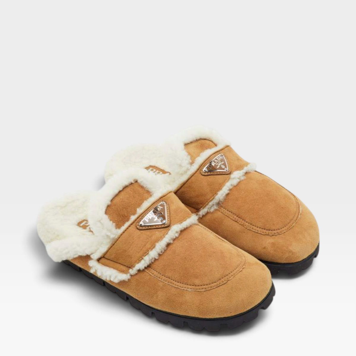 Prada Suede & Shearling Mules (Unworn)