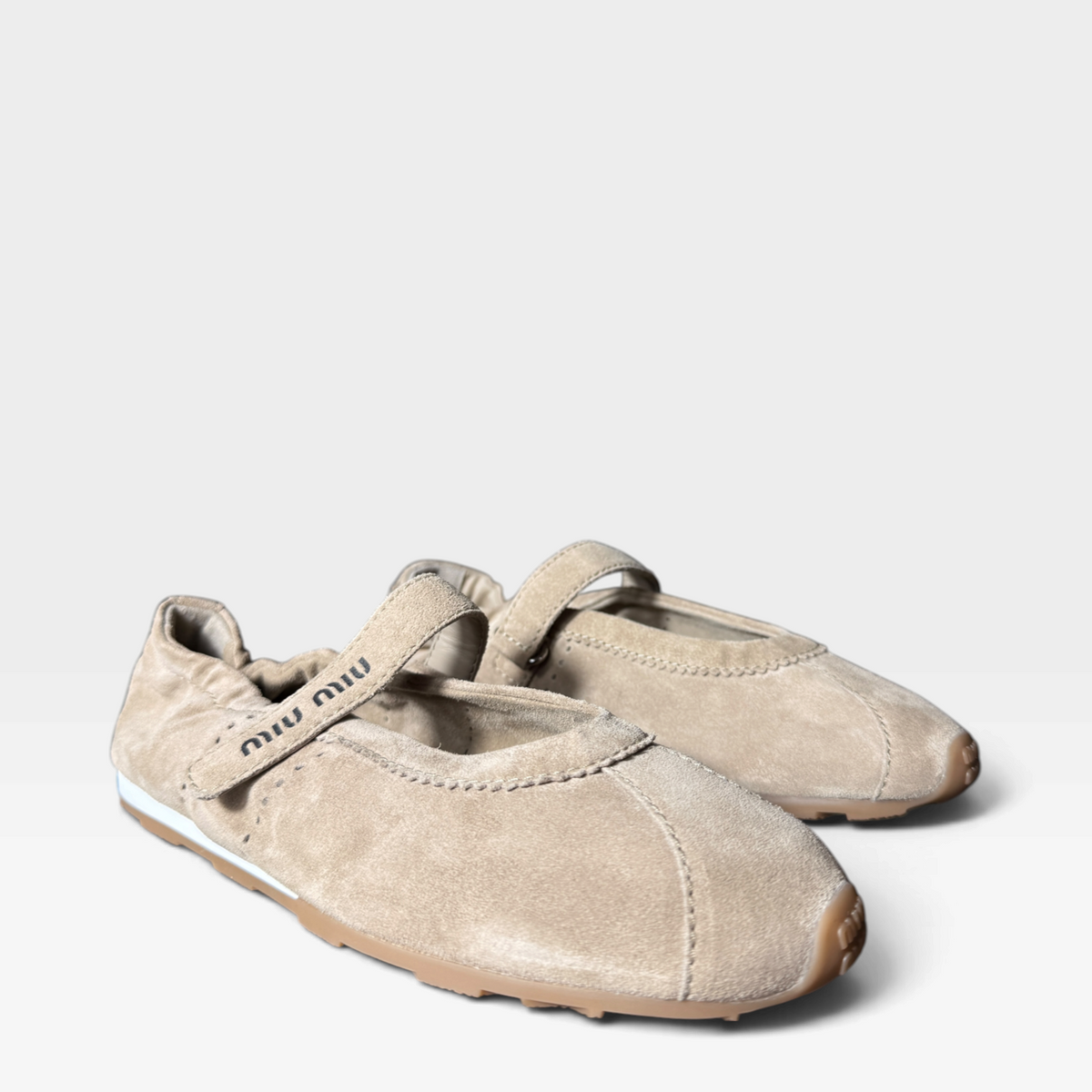 Miu Miu Plume Deserto Suede Ballet Flats