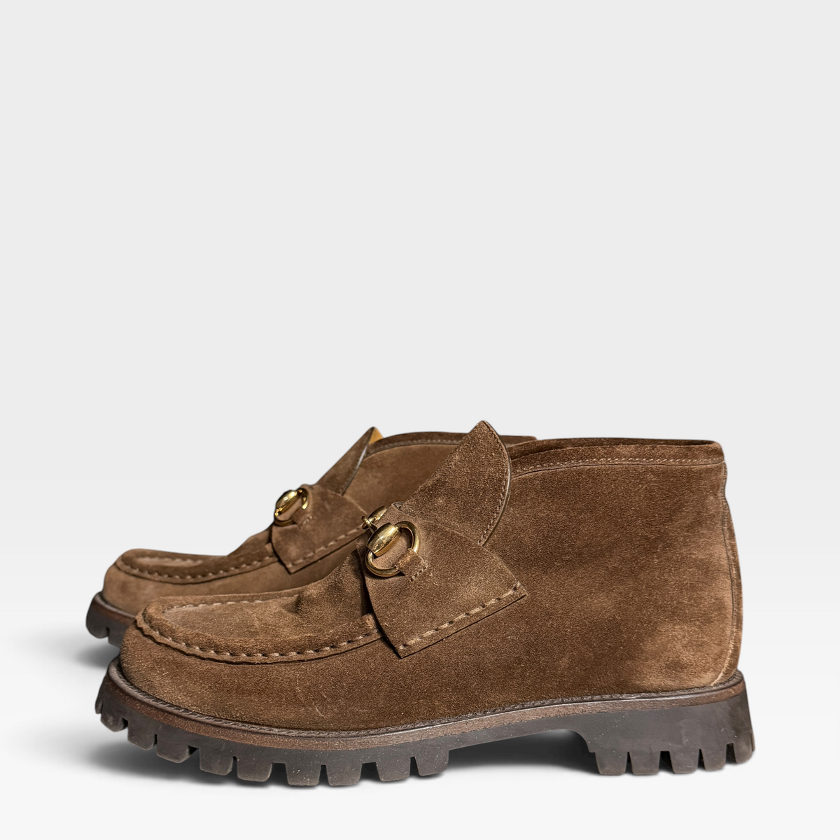 Gucci Horsebit Suede Ankle Boots