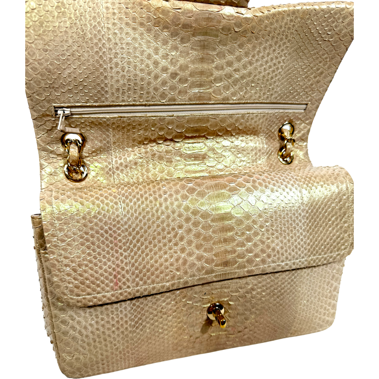 CHANEL Jumbo Metallic Python Iridescent Classic with Champagne Hardware 2012