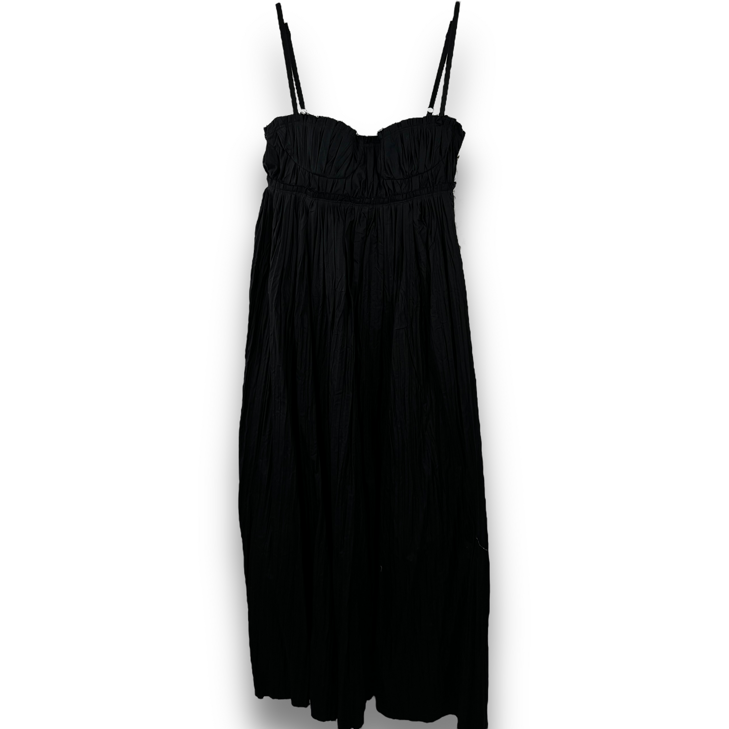 KHAITE Black Pleated Bralet Dress