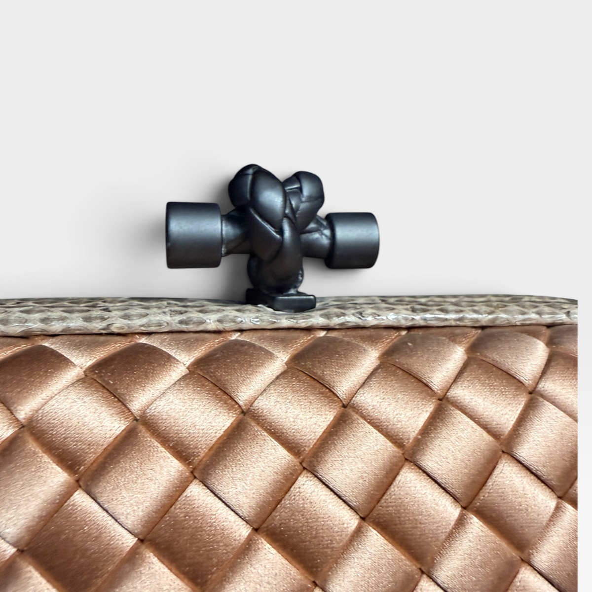 Bottega Veneta Knot Clutch with Python Trim – Blush