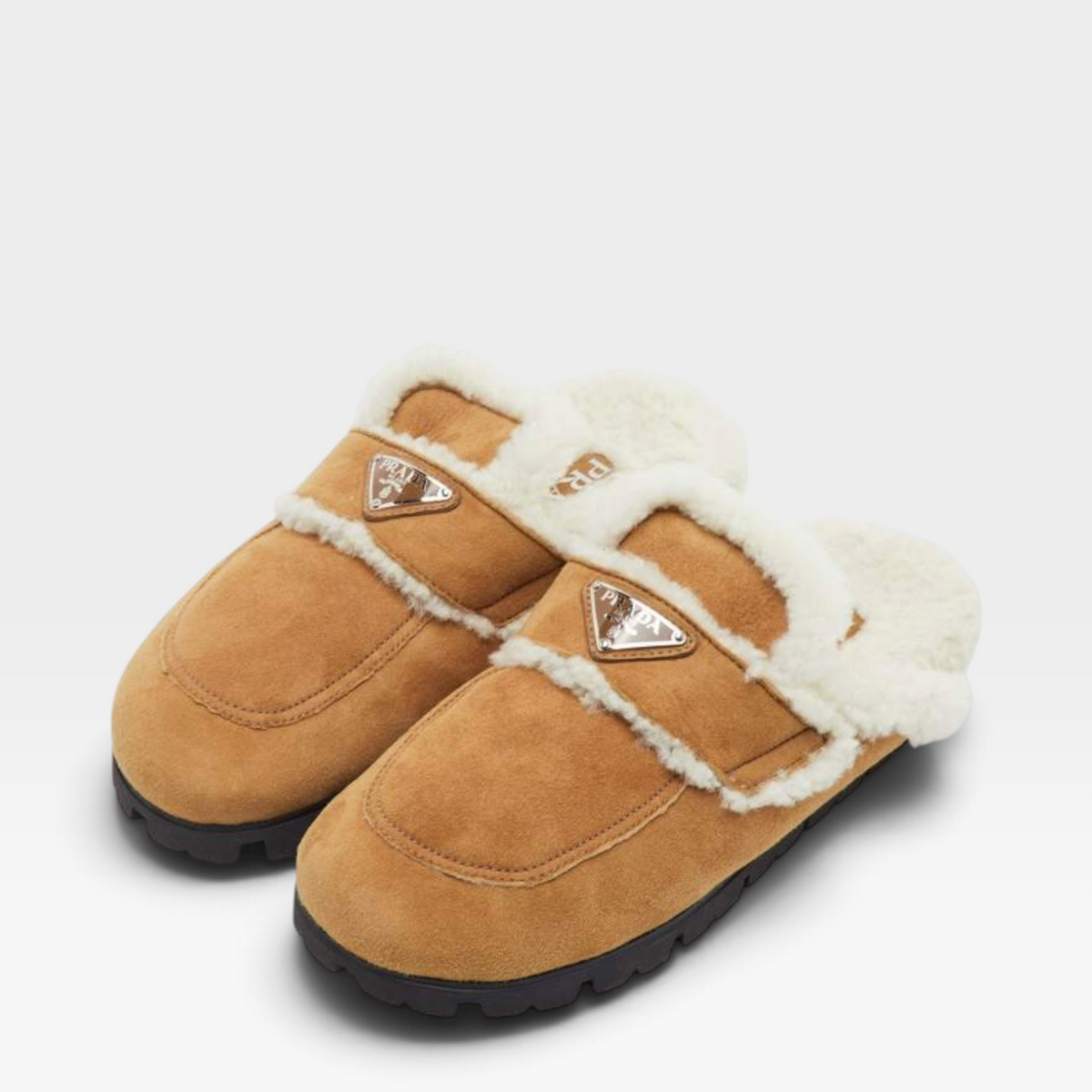 Prada Suede & Shearling Mules (Unworn)