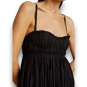 KHAITE Black Pleated Bralet Dress