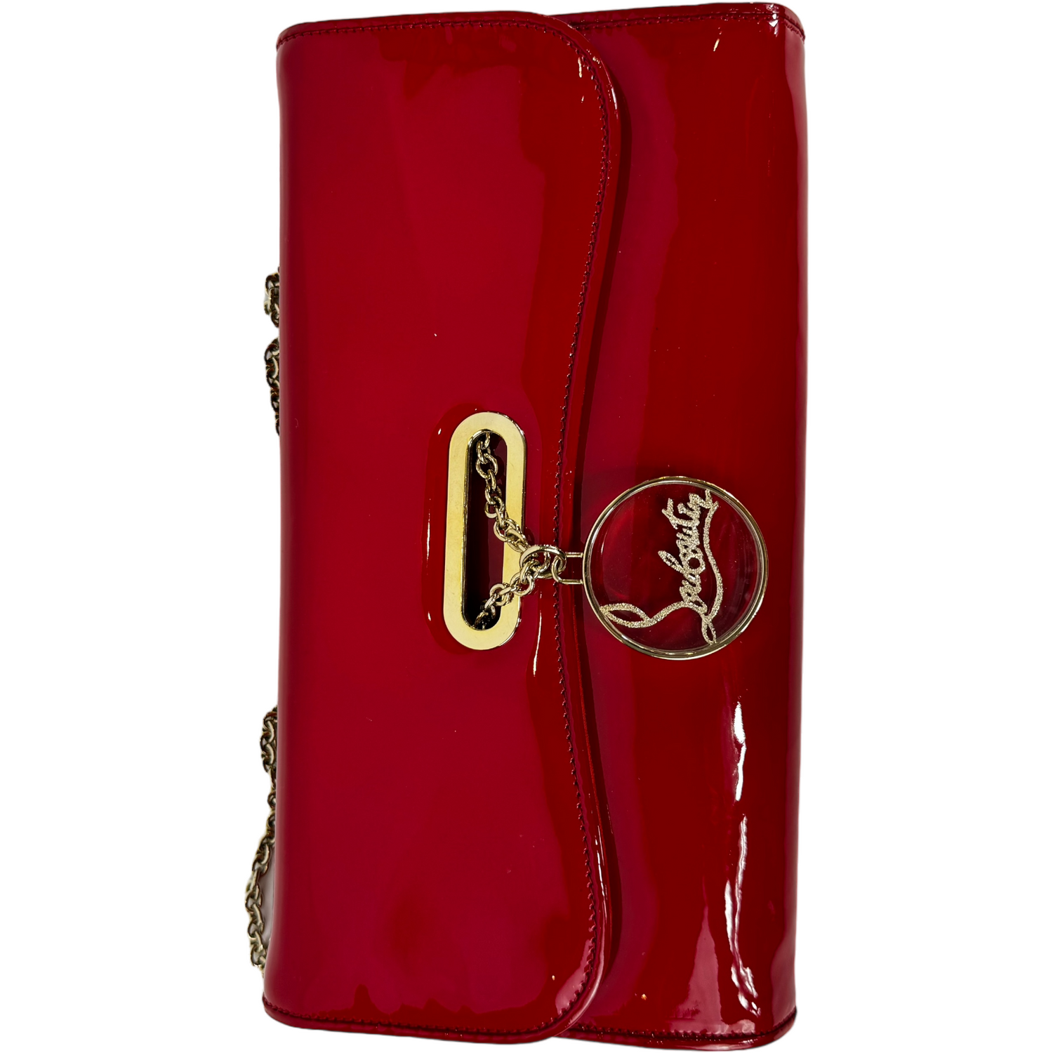 CHRISTIAN LOUBOUTIN Red Patent Riviera Clutch Bag