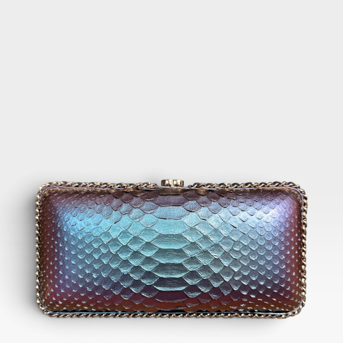 Chanel Chain Around CC Python Clutch with Shoulder Strap – Purple