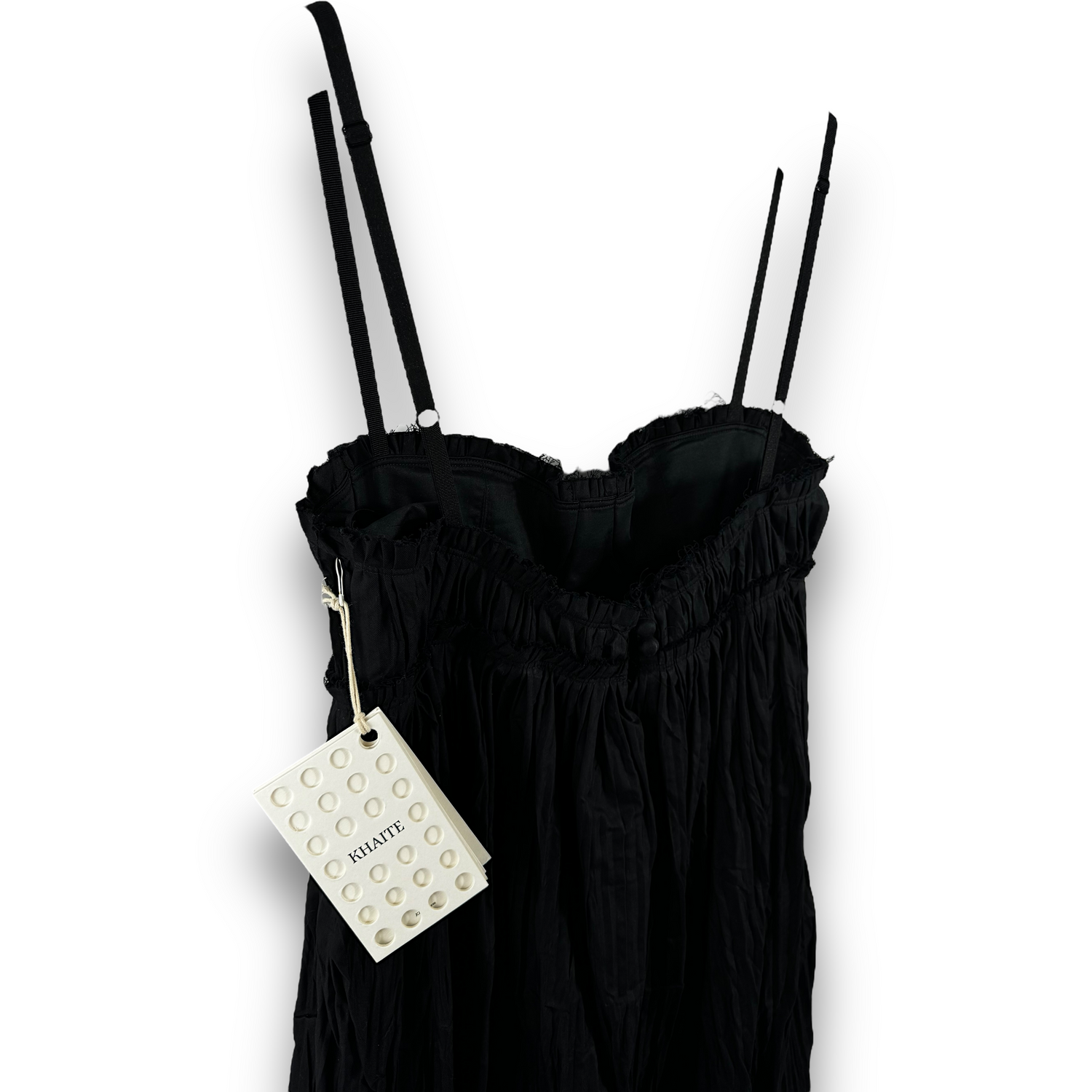 KHAITE Black Pleated Bralet Dress