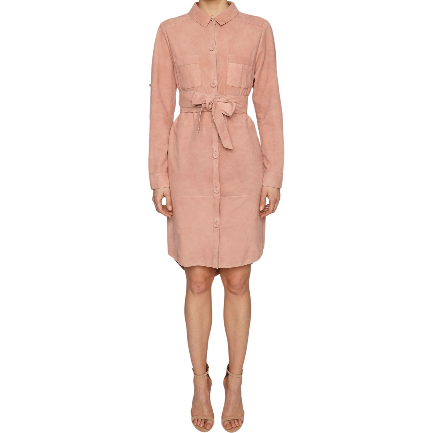 Richards Radcliffe Dusty Pink Leather Shirt Dress