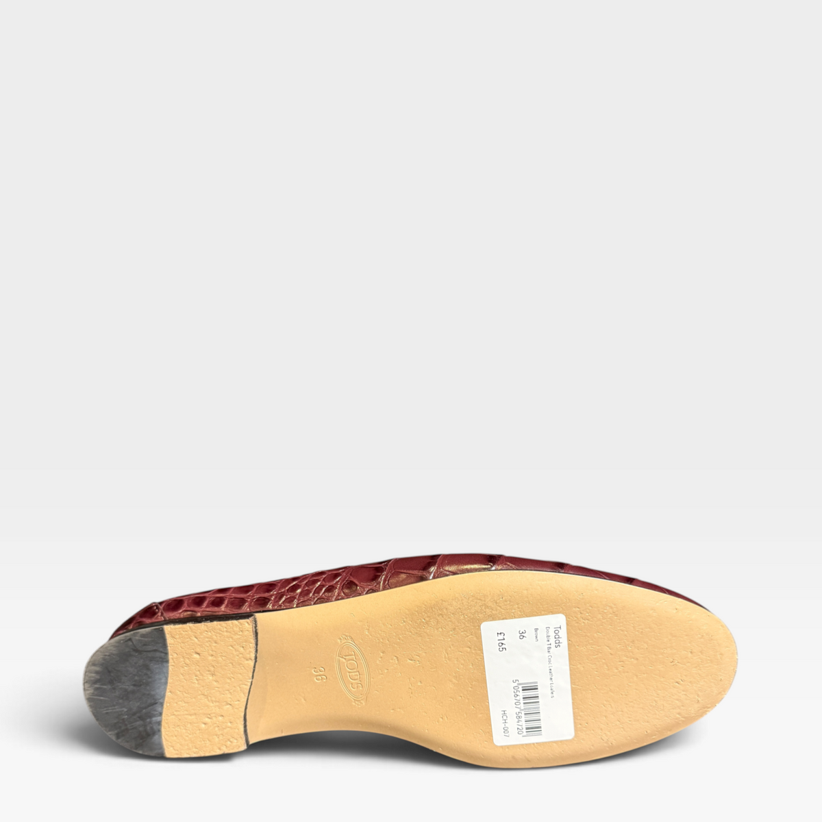 Tod's Double T Bar Croc Leather Loafers