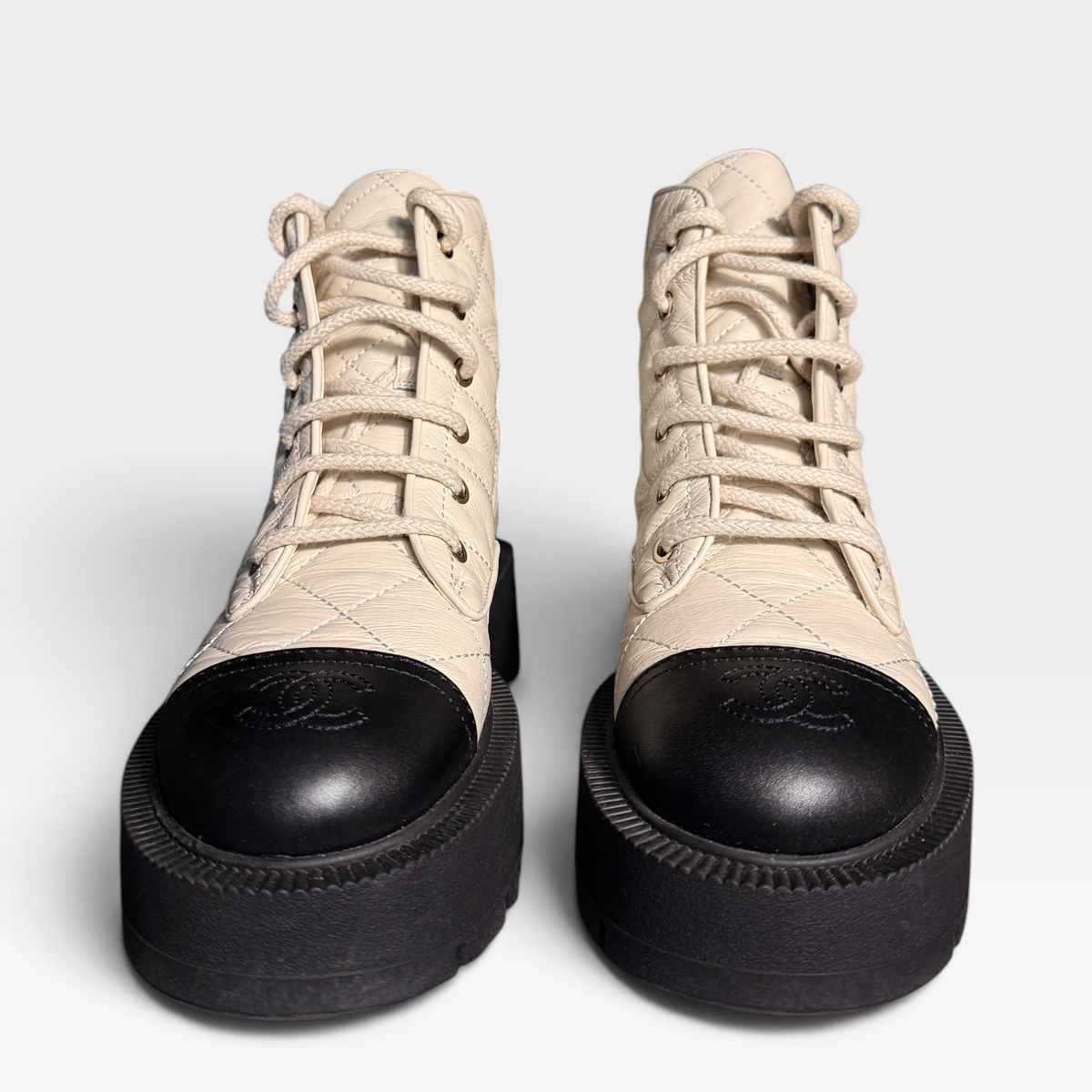 Chanel Quilted Combat Boots