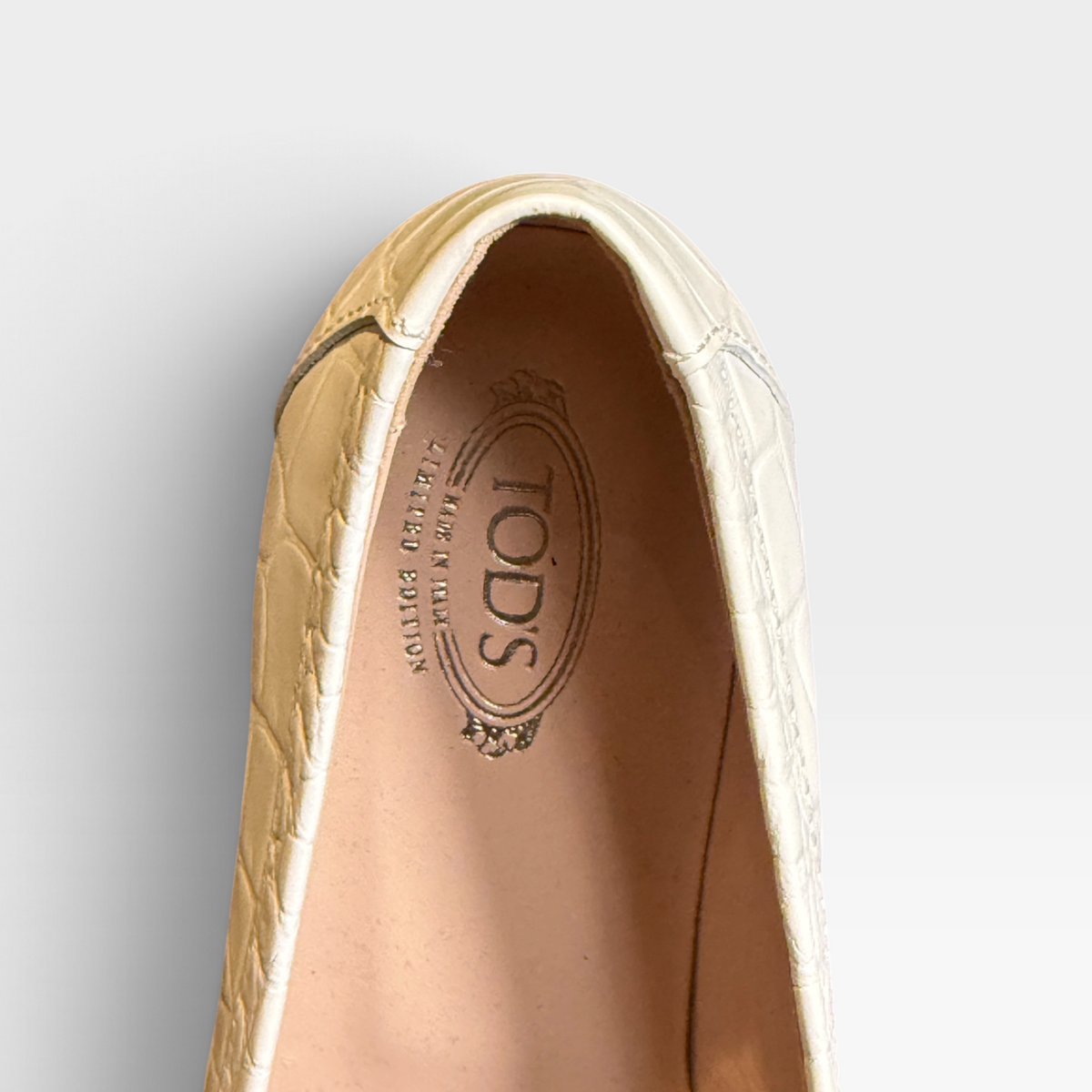 Tod's Double T Bar Croc Leather Loafers